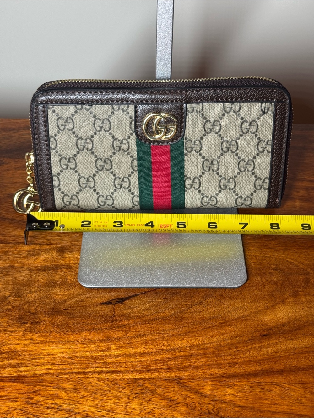 Beige and Brown Zip Wallet. No Brand.